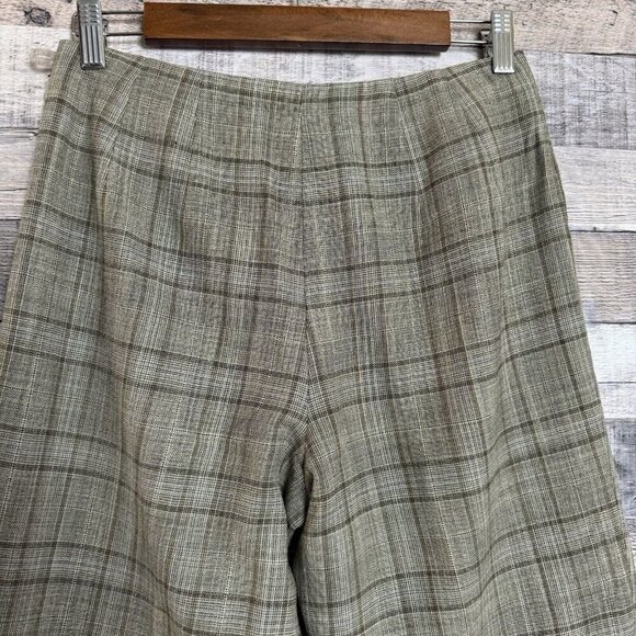 Talbots Trousers Wool Blend Plaid Lined Size 6 Petites Stretch Side Zip Brown - Picture 4 of 10